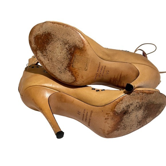 Isabel Marant Lelie Ghillies Leather Lace-Up Sandals in‎ Taupe size 39 US 8 - Picture 8 of 13